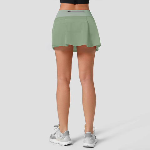 Tejas Lightweight Pleaded Mid-Rise Active Skort